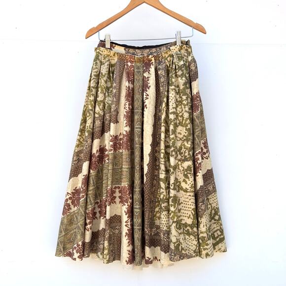 Vintage Roberto Cavalli Y2K Wool Patchwork Pleated Midi Skirt 40 Size 6 - Picture 3 of 16